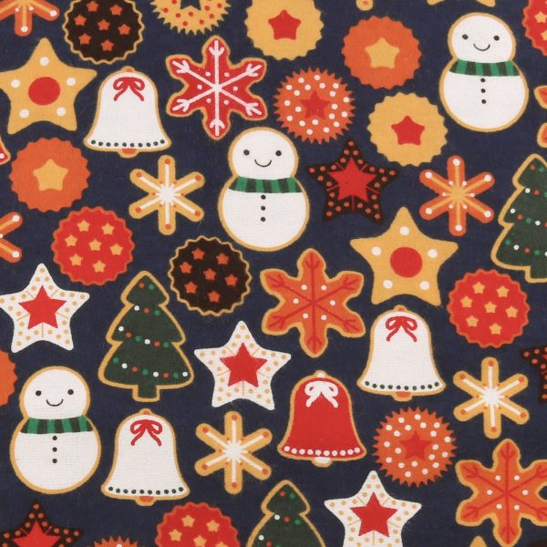 Christmas Flannelette Print - 014 - Navy Online Hot Sale