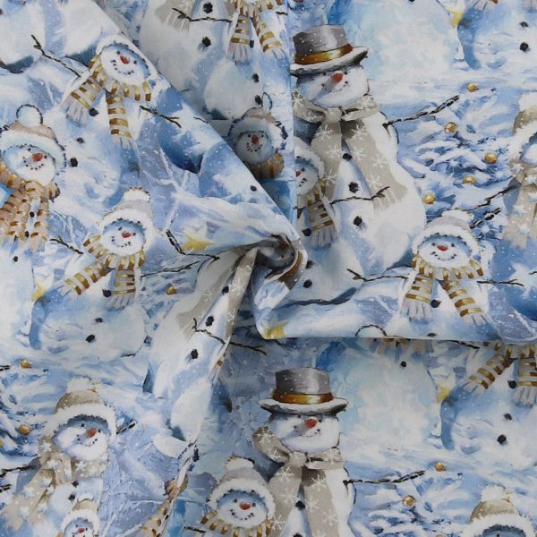 3 Wishes Fabrics - Printed Cotton - HERE COMES SANTA - 003 - Light Blue Hot on Sale