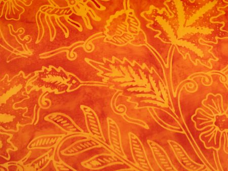 BALI batik - Florals - Orange   Yellow Sale