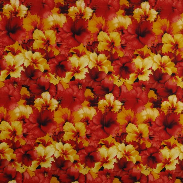 Digital Printed Cotton - FLOWER FIELDS - 009 - Red For Cheap