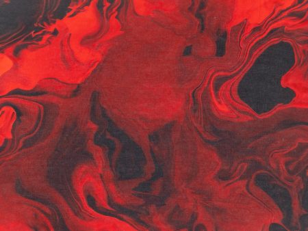 Digital Printed Cotton - MARBLE SWIRL - Rouge For Discount