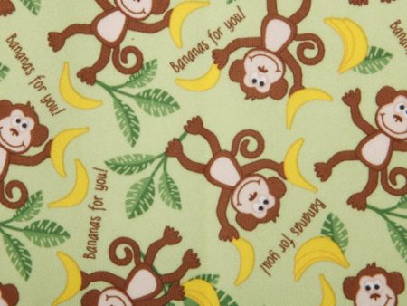 Babyville Boutique Waterproof PUL Fabric Monkey Green 165cm (64 inches) For Sale