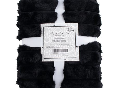 Elegance Decorative Ribbed fur throw - Black - 50 x 60   Online now