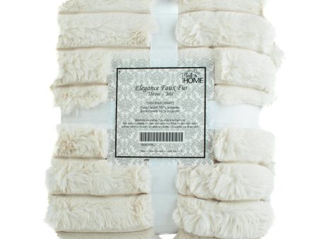 Elegance Decorative Ribbed fur throw - Cream - 50 x 60   Hot on Sale