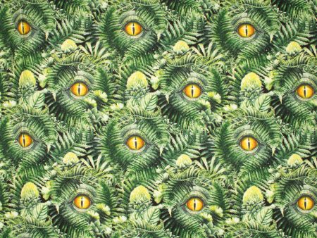 DINOSAUR VALLEY Digital Printed Cotton - Eyes -  Black Sale