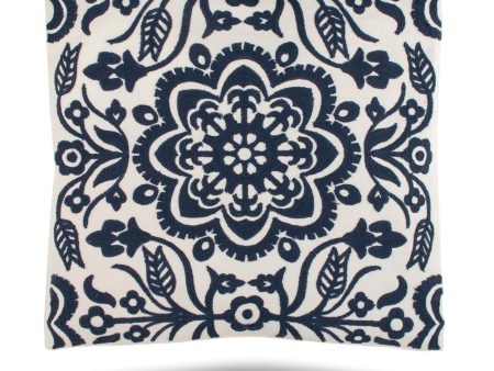 Embroidered Decorative cushion cover - 005 - Navy - 17 x 17   Online