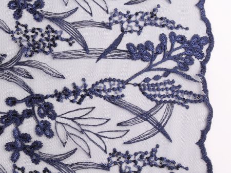 Embroidered Mesh With Sequins - BRIGITTE - 010 - Indigo For Sale