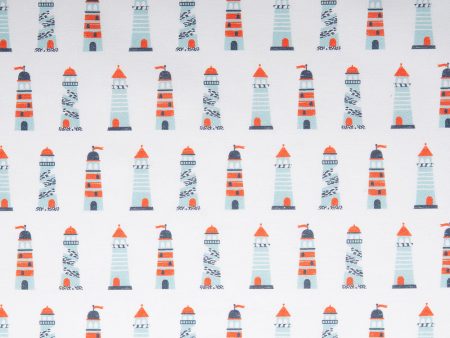 CAMELOT Quilting cotton - Nautical collection - Lighthouse rows - White Online now