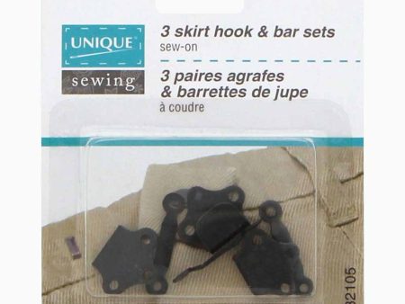 UNIQUE SEWING Skirt Hook & Bar Sets Black - 3 sets Hot on Sale