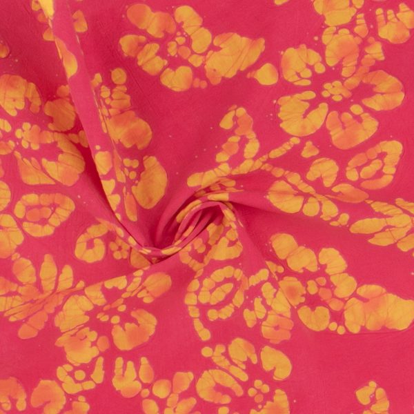 Cotton Batik - MAGNOLIA - 015 - Pink & Gold Hot on Sale