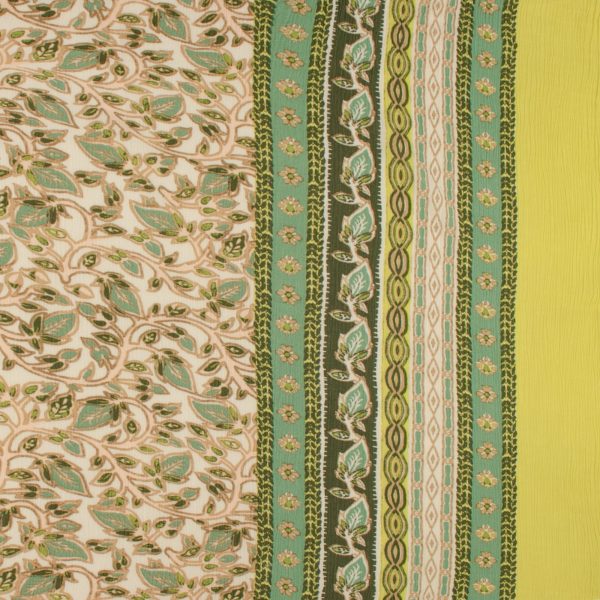 Border Printed Crinkled Yoryu - DELILAH - 019 - Green For Cheap