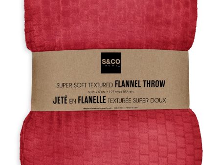 Decorative Throw - Textured Flannel - Red - 50 x 60 inch (128 x 153 cm) Cheap