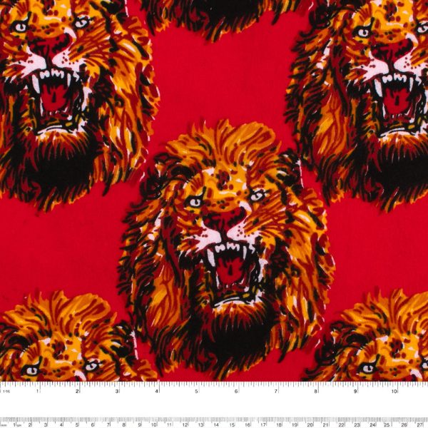 CHELSEA Flannelette Print - Lions - Red Discount