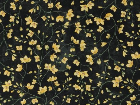 Windham Fabrics - Printed Cotton -TULIP FIELDS - 004 - Black Online Hot Sale