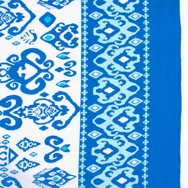 Border Printed Rayon Poplin - NATASHA - 020 - Medium Blue Hot on Sale