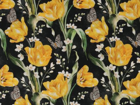 Windham Fabrics - Printed Cotton -TULIP FIELDS - 007 - Black on Sale