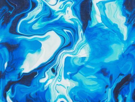 Digital Printed Cotton - MARBLE SWIRL - Blue Discount