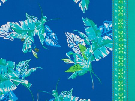 Border Printed Voile - KATIA - 009 - Turquoise For Cheap