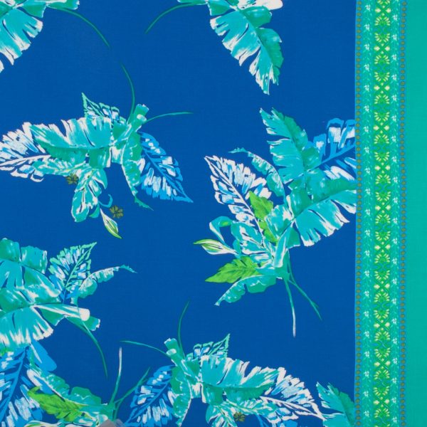 Border Printed Voile - KATIA - 009 - Turquoise For Cheap