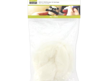 UNIQUE CRAFT Natural Wool Roving - 25g - White For Discount