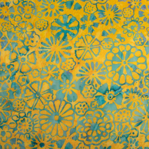 BALI batik - Daisy - Yellow   Turquoise For Discount