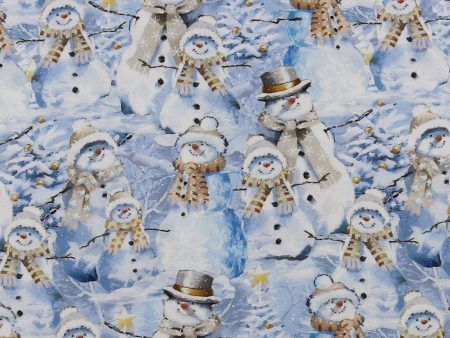 3 Wishes Fabrics - Printed Cotton - HERE COMES SANTA - 003 - Light Blue Hot on Sale