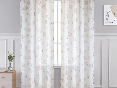 Grommet curtain panel - Joy - White-Pink For Discount