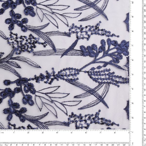 Embroidered Mesh With Sequins - BRIGITTE - 010 - Indigo For Sale