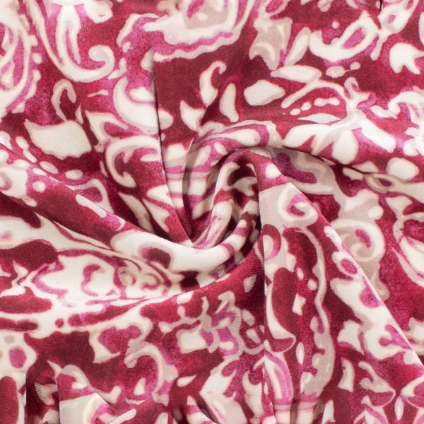 Digital Printed Stretch Velvet - GLAM - 001 Raspberry Discount