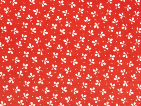 Contrast Cotton Print - Clovers - Red Cheap