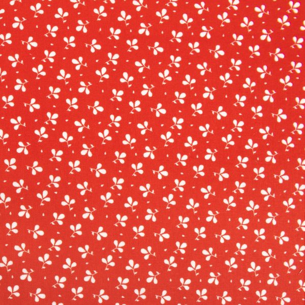 Contrast Cotton Print - Clovers - Red Cheap