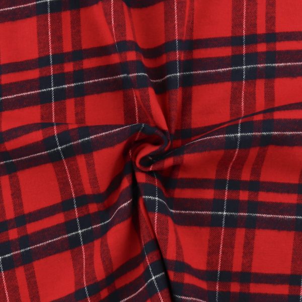 Brushed Cotton Plaid - NOAH - 017 - Red For Discount