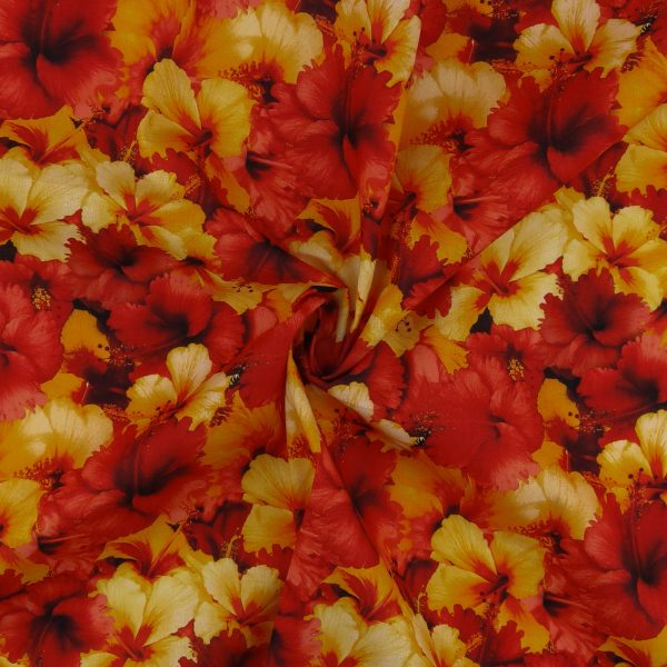 Digital Printed Cotton - FLOWER FIELDS - 009 - Red For Cheap