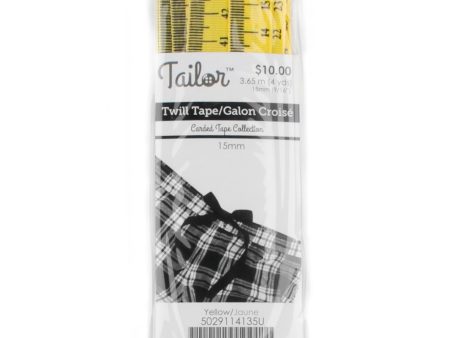 Twill Tape Printed Tape Measure 15mm - Yellow Sale