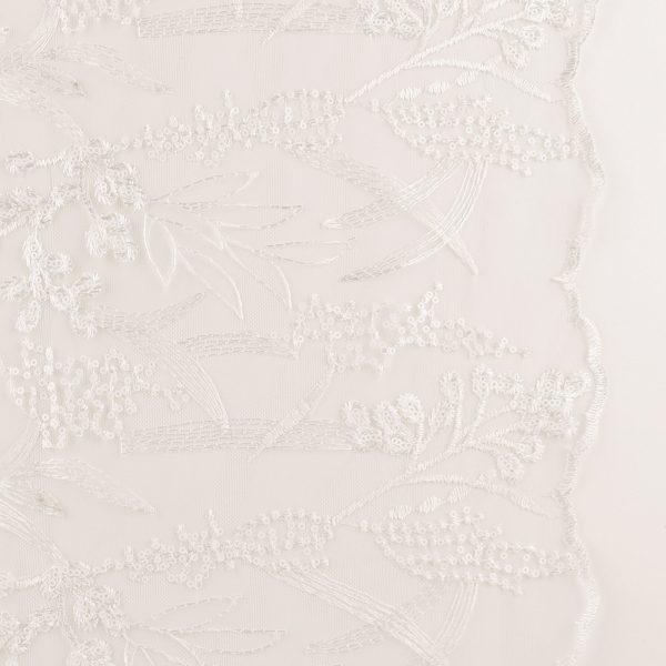 Embroidered Mesh With Sequins - BRIGITTE - 009 - White Cheap