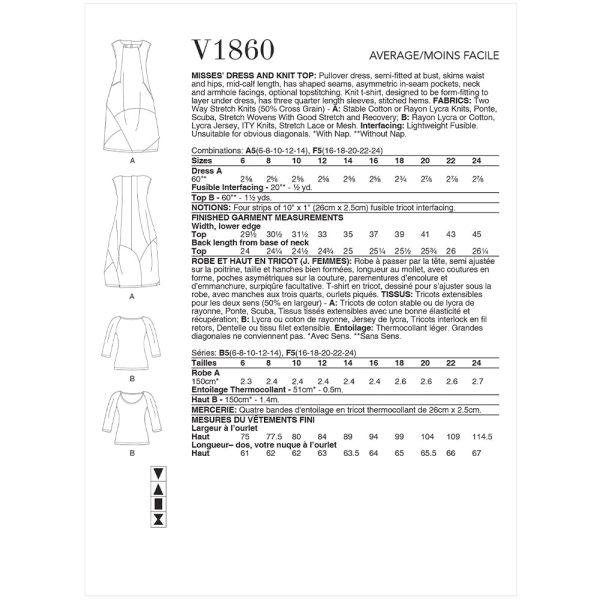 V1860 Misses  Dress and Knit Top Supply