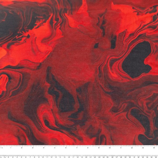 Digital Printed Cotton - MARBLE SWIRL - Rouge For Discount