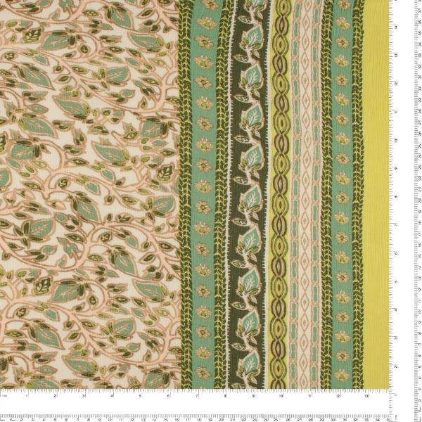 Border Printed Crinkled Yoryu - DELILAH - 019 - Green For Cheap