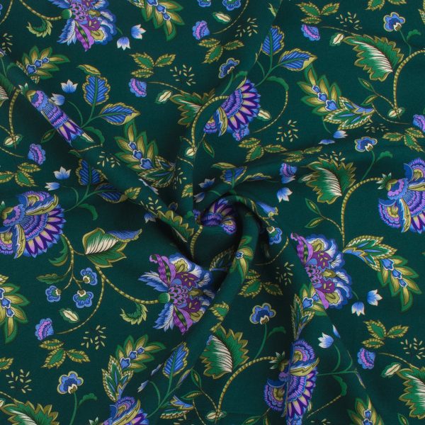 Digital Printed Rayon Twill - SANDRA - 008 - Dark Green Cheap