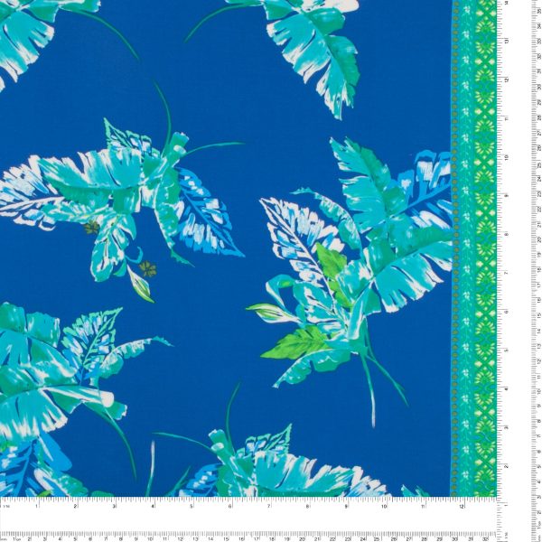 Border Printed Voile - KATIA - 009 - Turquoise For Cheap