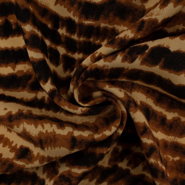 Rayon Voile Print - ELOINE - Abstract stripe - Brown Hot on Sale