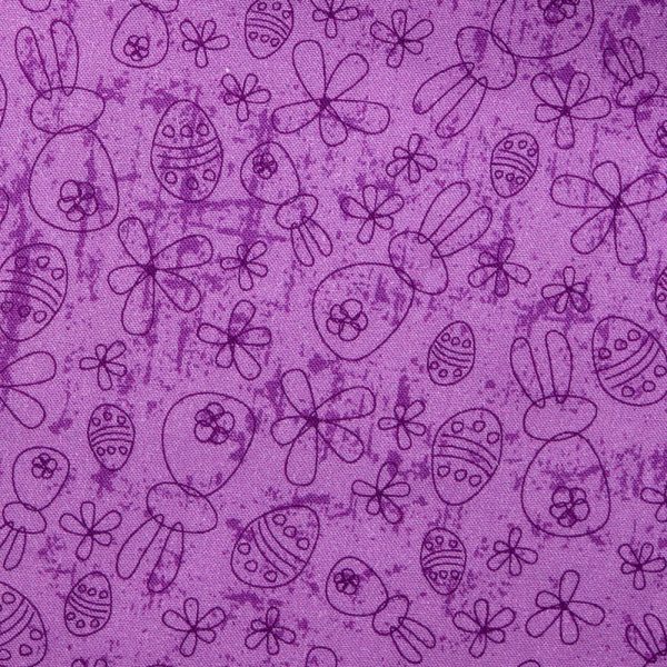 EASTER Cotton print - Rabbits   Eggs - Purple For Sale