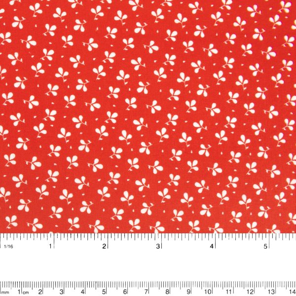 Contrast Cotton Print - Clovers - Red Cheap