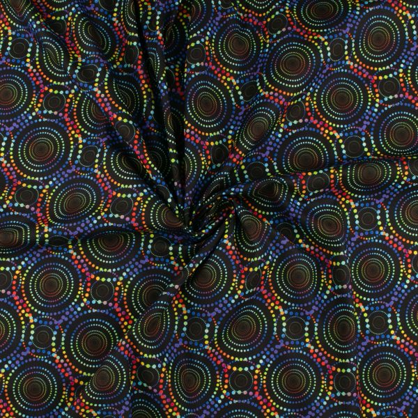 Digital Printed Cotton - CREATIVE RAINBOW - 005 - Black Online Sale